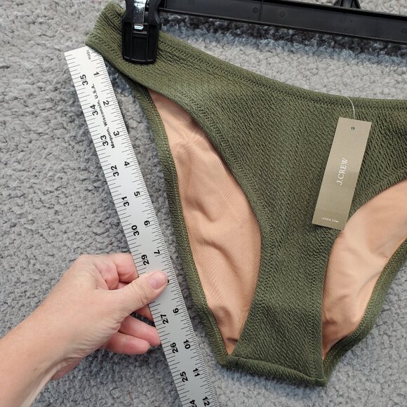 NEW J.CREW textured curved-waist cheeky bikini bottom in green - Picture 3 of 7